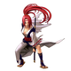 A one-armed, female samurai standing ready for battle.